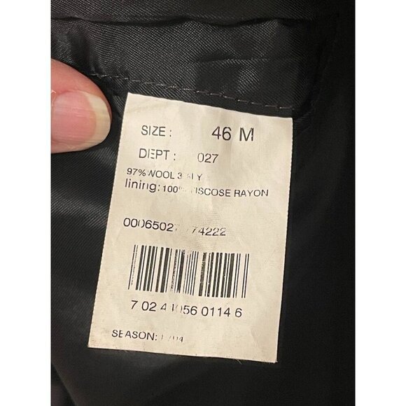 Brooks Brothers 3 Button 346 Mens Wool Stretch Blazer Jacket Size 46M Black - Picture 4 of 16